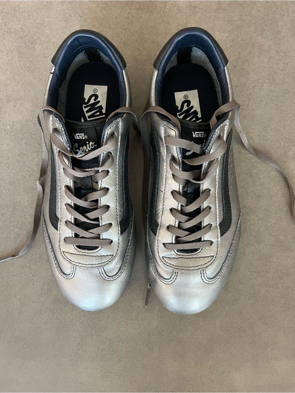 Vans Super Lowpro Metallic Silver Low-Top Sneakers - Like New - Size 8.5